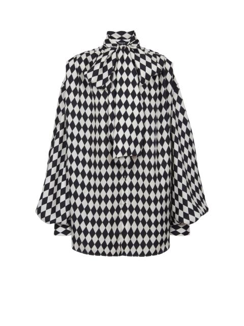 Balmain Pussy-bow shirt with Diamond print