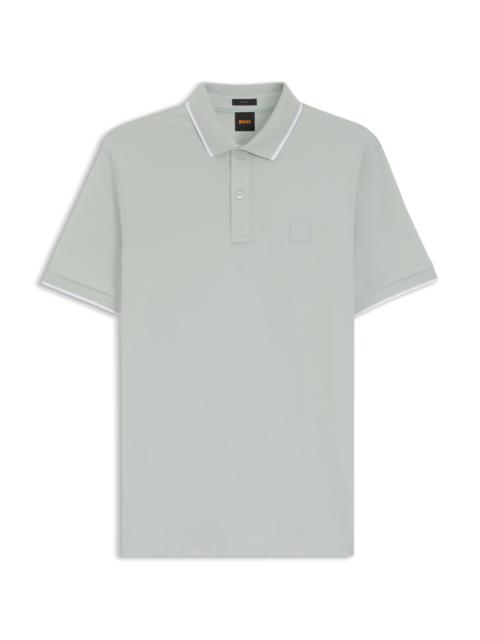 BOSS LOGO-PATCH SLIM-FIT POLO SHIRT IN STRETCH COTTON