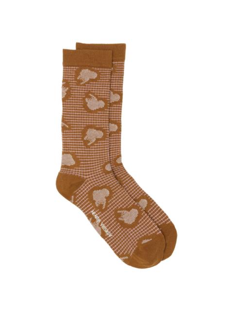 HENRIK VIBSKOV HAND JELLY SOCKS FEMME - BROWN PINK GRID