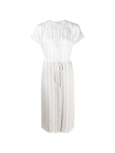Vince Drapey stripe shirred dress