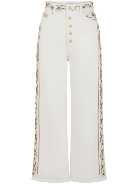rabanne embroidered mid-rise cropped jeans