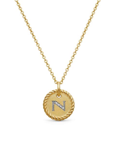DAVID YURMAN Women's Initial Charm Necklace in 18K Yellow Gold with Pavé Diamonds - Initial N