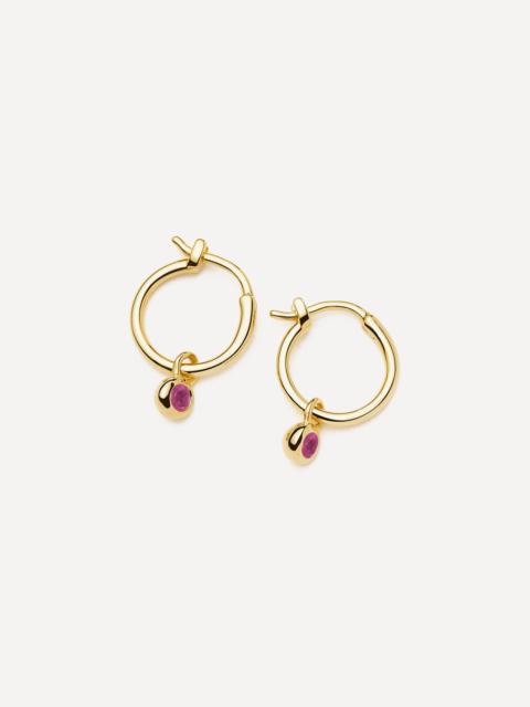 MISSOMA 18ct Gold-Plated Vermeil Silver July Birthstone Mini Charm Hoop Earrings