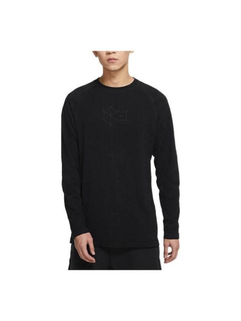 Nike Men's Nike Pattern Solid Color Round Neck Long Sleeves Black T-Shirt CZ9579-010