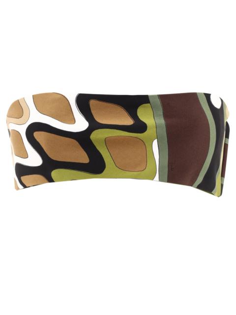PUCCI Vivara-Print Silk-Twill Bandeau Tops Green