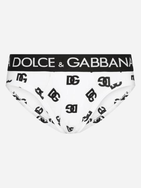 Dolce & Gabbana Mid-rise jersey briefs with all-over DG logo print