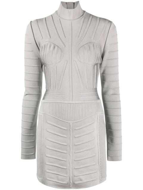 Balmain ribbed long-sleeve mini dress