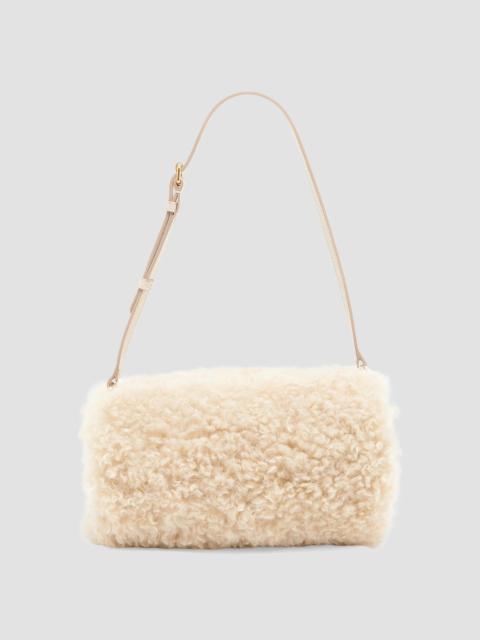 Stella McCartney Women's Logo Bracelet Faux-Shearling Pouch - Oat