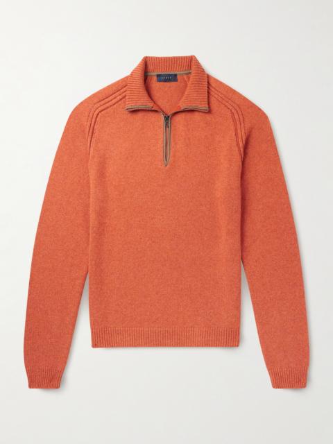 SEASE Leather-Trimmed Cashmere Half-Zip Ski Sweater