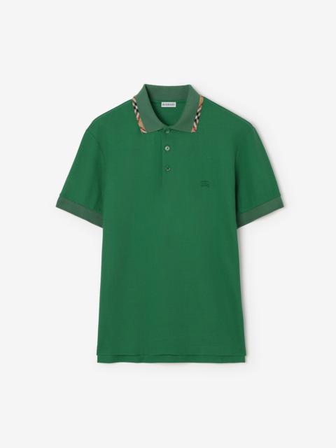 Burberry Check Trim Cotton Polo Shirt