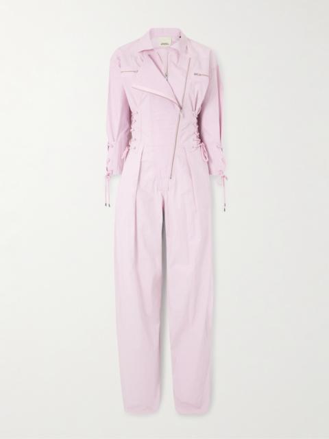 Isabel Marant Irianna Lace-up Pleated Cotton-canvas Jumpsuit