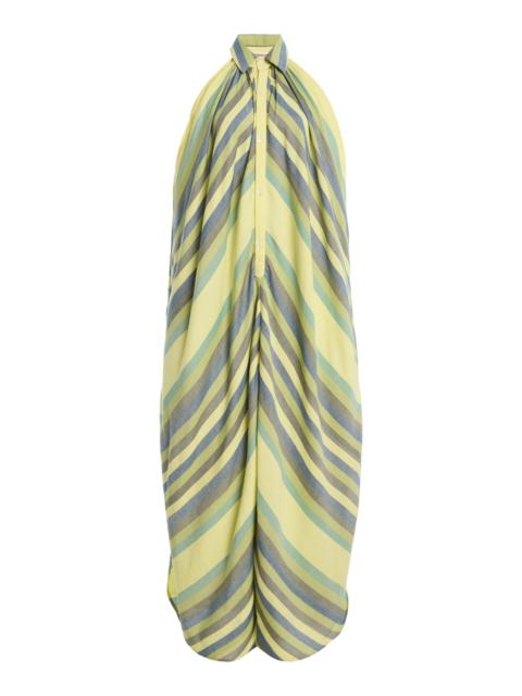 MARRAKSHI LIFE The Halter Striped Cotton Midi Dress