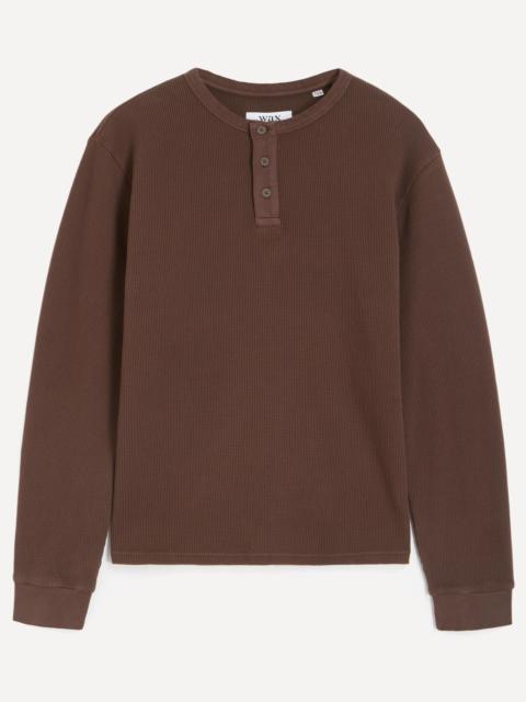 Wax London Caleb Waffle Cotton Long-Sleeve Henley Shirt