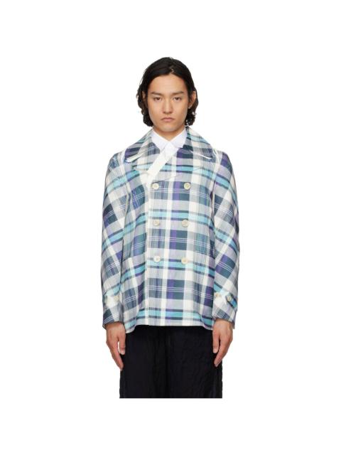 Comme des Garçons SHIRT Blue & Gray Twill Garment Printed Blazer