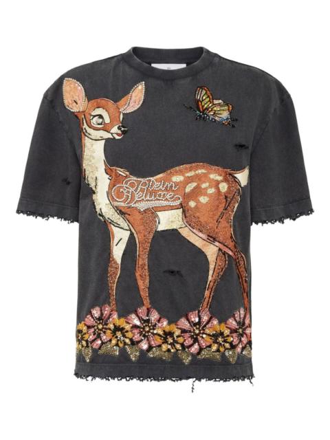 PHILIPP PLEIN deer-print sequin-embellished T-shirt