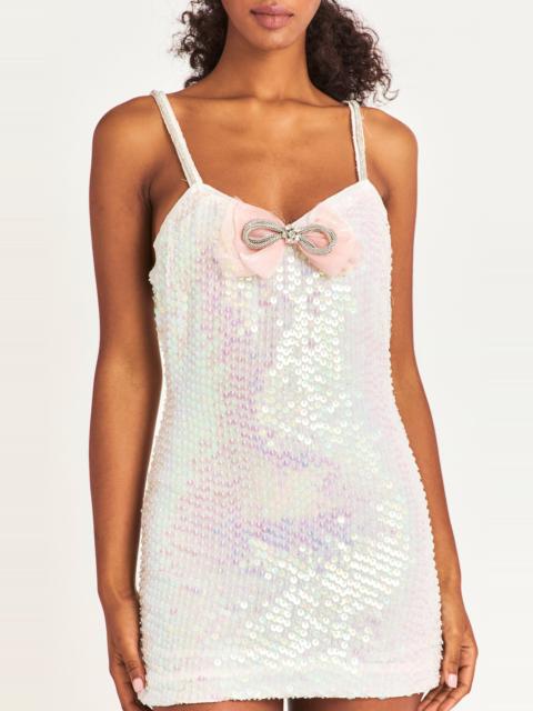 LoveShackFancy Kumi Sequin Mini Dress white