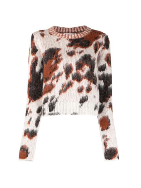 leopard-print round-neck jumper