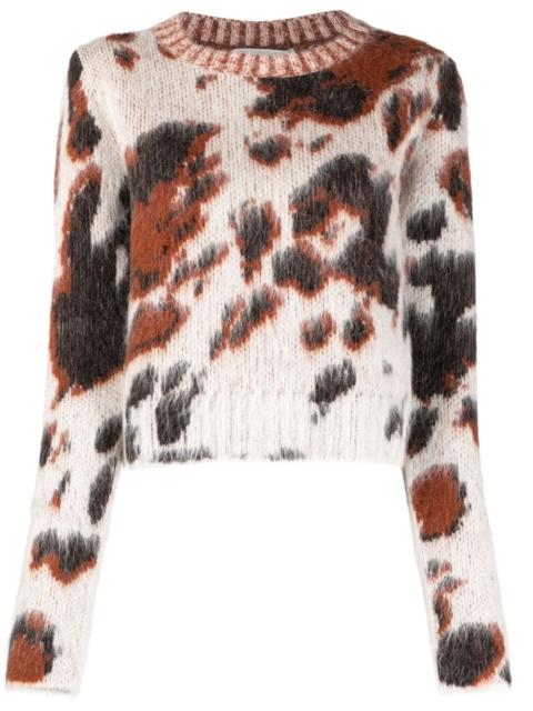 leopard-print round-neck jumper