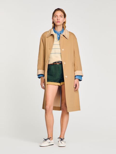 Sandro TRENCH COAT WITH RHINESTONE COLLAR