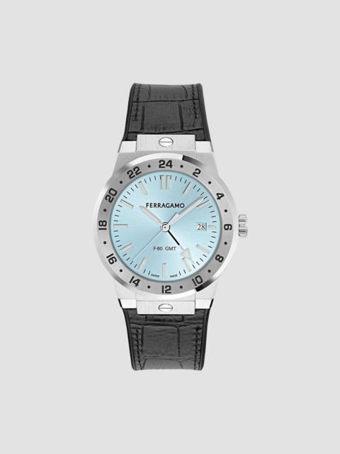 FERRAGAMO Men's F-80 Classic GMT 41MM Leather Watch - Stainless Steel