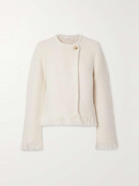 Frayed wool-blend bouclé-tweed jacket