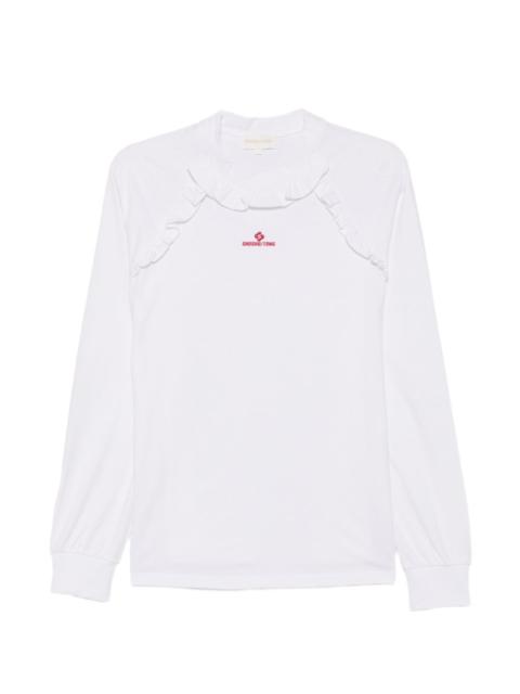 SHUSHU/TONG ruffle-trimmed logo-embroidered T-shirt