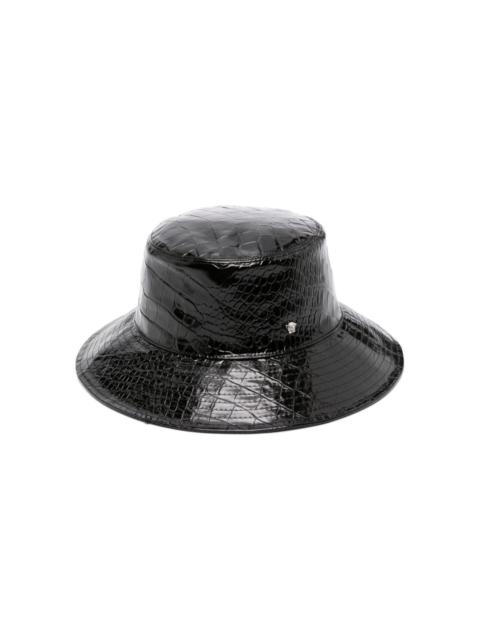 VERSACE crocodile-embossed leather bucket hat