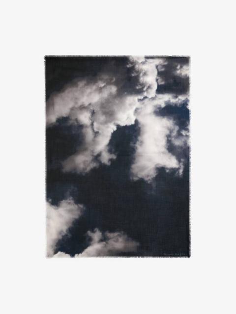 Alexander McQueen Storm Cloud Cashmere Scarf in Midnight Blue