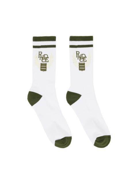 Rhude White & Khaki Crest Socks