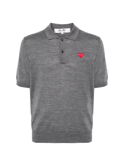 heart-patch wool polo shirt