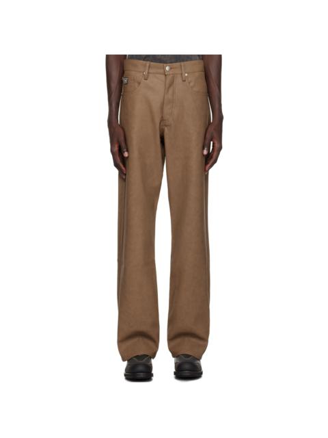 MISBHV Brown Matte Faux-Leather Trousers