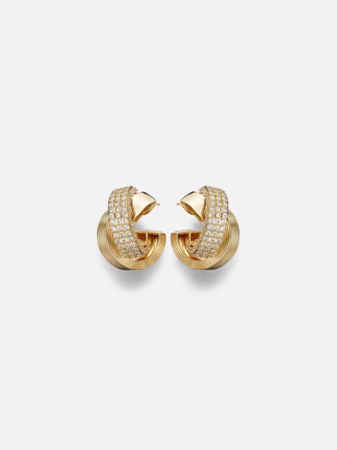 SYDNEY EVAN Tri-Link 14kt gold hoop earrings with diamonds