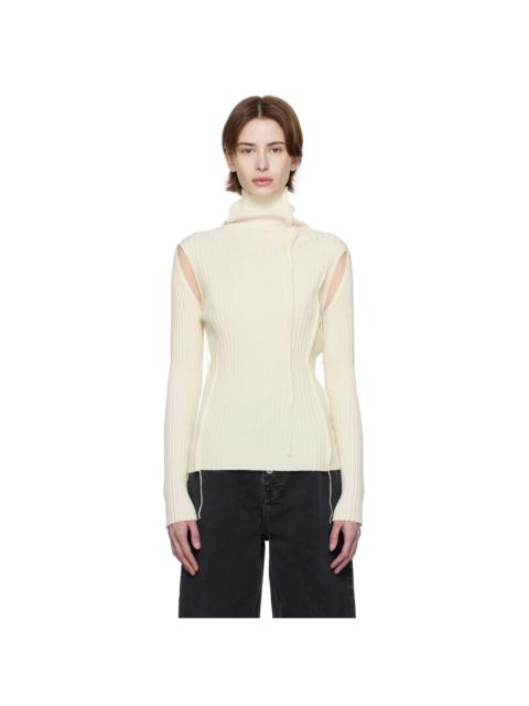 MM6 Maison Margiela Off-White Darted Rib Turtleneck