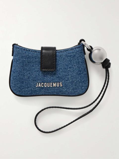 JACQUEMUS Le Porte Bisou Logo-Embellished Leather-Trimmed Denim Pouch