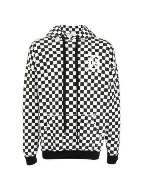 R13 checkerboard-print cotton hoodie