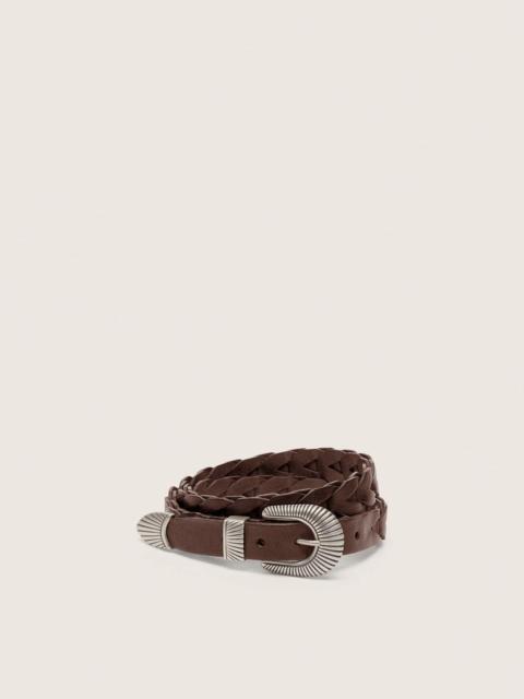 Golden Goose Juno belt in dark brown woven leather