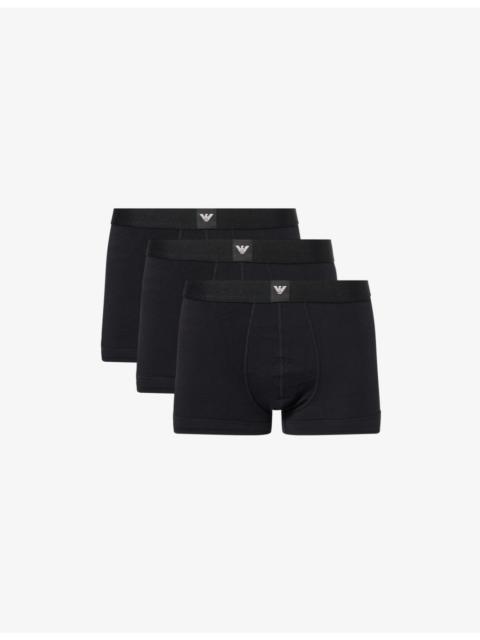 EMPORIO ARMANI Logo-Patch Pack Of Three Cotton-Jersey Trunks