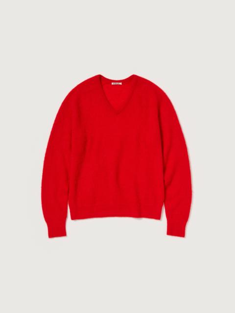 AURALEE BABY SURI ALPACA SHEER KNIT V-NECK P/O