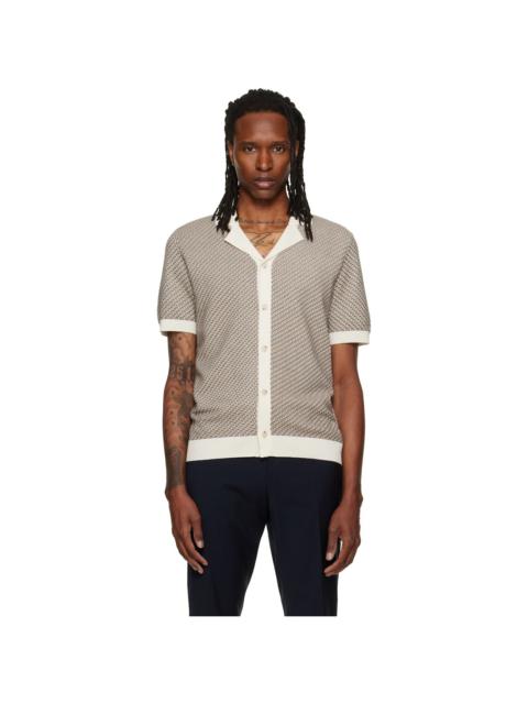 BOSS Tan Knit Short Sleeve Cardigan Shirt