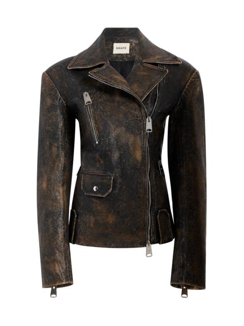 KHAITE Catalina Distressed Leather Jacket brown
