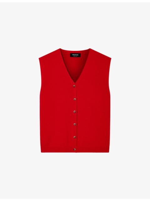WHISTLES V-Neck Knitted Cotton-Blend Tank Top