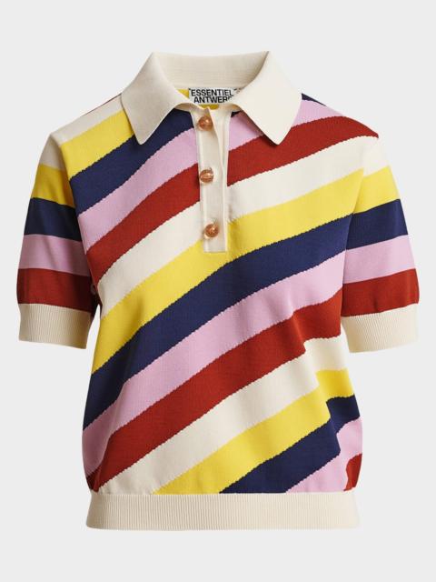 ESSENTIEL ANTWERP Stripe Knit Polo Shirt