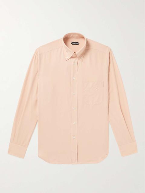 Button-Down Collar Lyocell and Silk-Blend Shirt