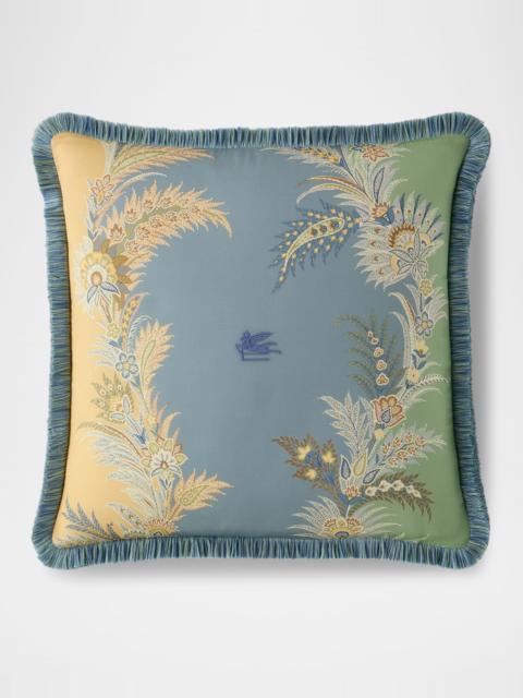 Etro Caladium Embroidered Pillow with Fringe, 18" Square