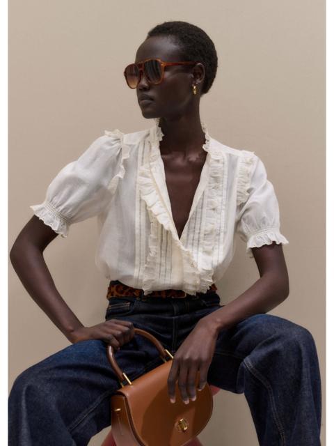 ME+EM Broderie Straight Blouse