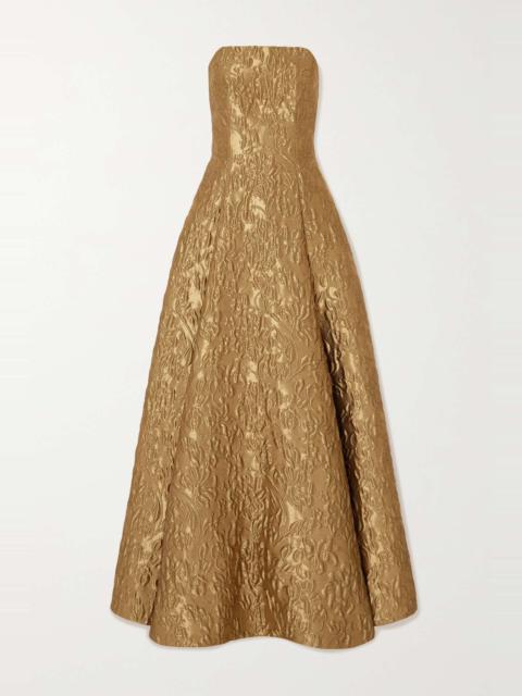 Alivia strapless metallic brocade gown