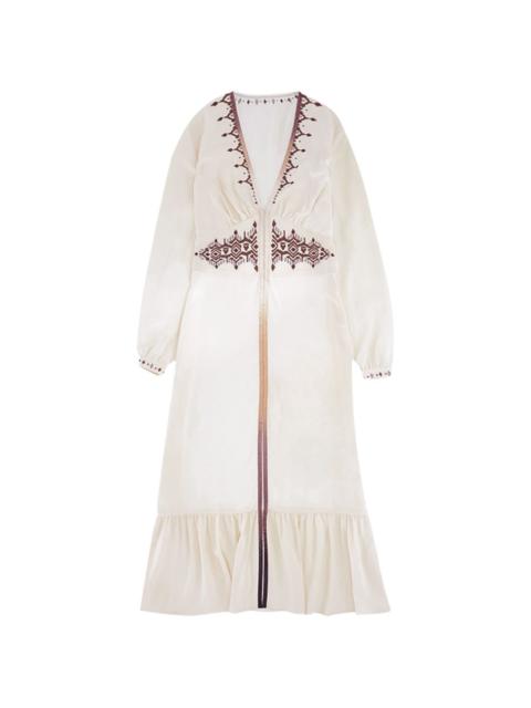 FORTELA Wada embroidered V-neck midi dress
