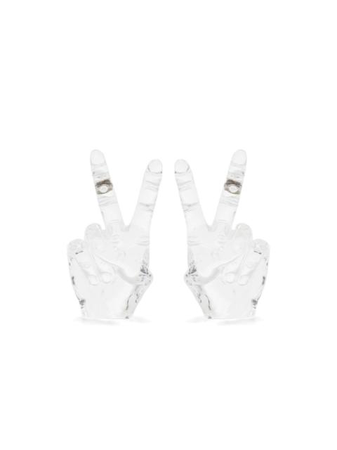 Y/Project Peace hand-shaped transparent earrings