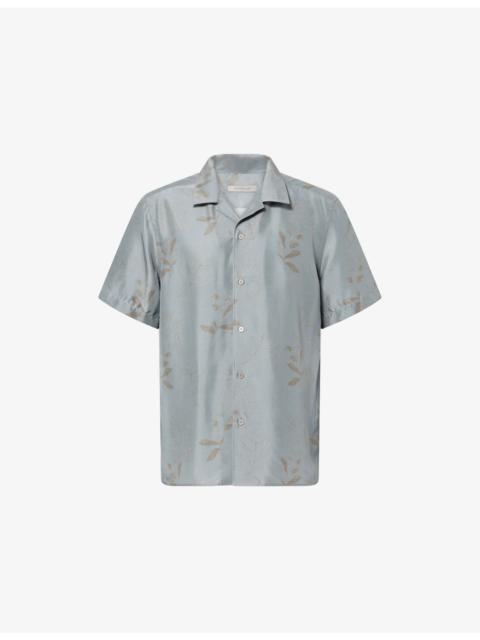 CORNELIANI Floral-Print Short-Sleeve Silk Shirt