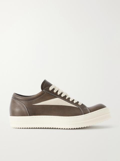Rick Owens Vintage Sneaks Suede-Trimmed Full-Grained Leather Sneakers